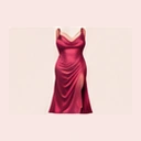 Illustration of a fuchsia satin dress