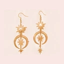 Illustration of gold celestial drop earrings